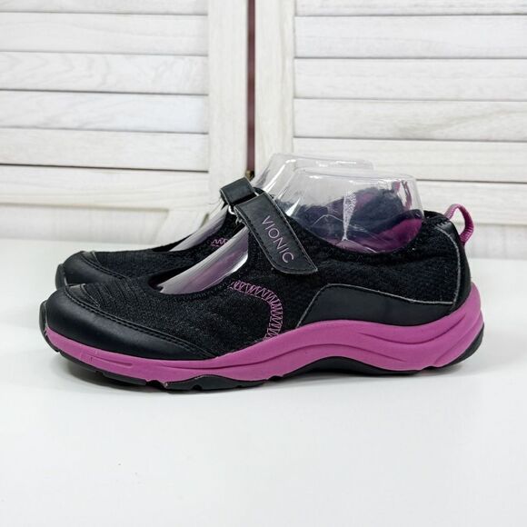 Vionic Sunset Orthotic Mary Jane Comfort Sneakers Shoes Black Pink 7 - Picture 2 of 12